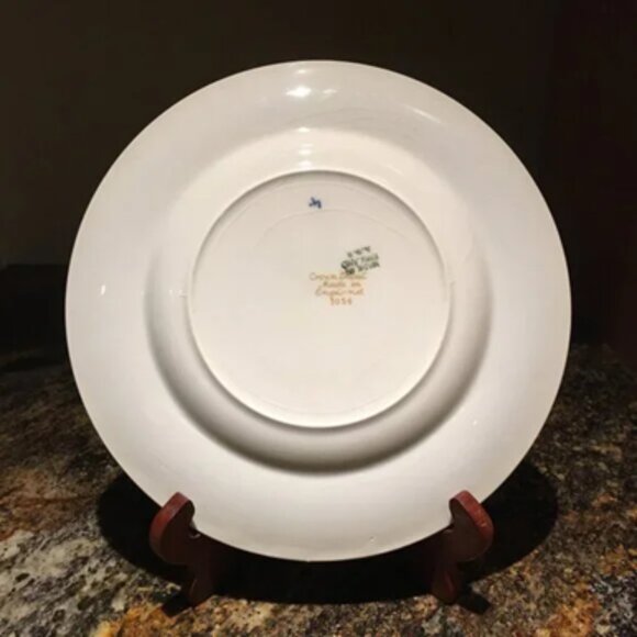 Two Vintage English CROWN DUCAL Cobalt and Gold Trim Plate #6 & #7 Crazed - Picture 6 of 9